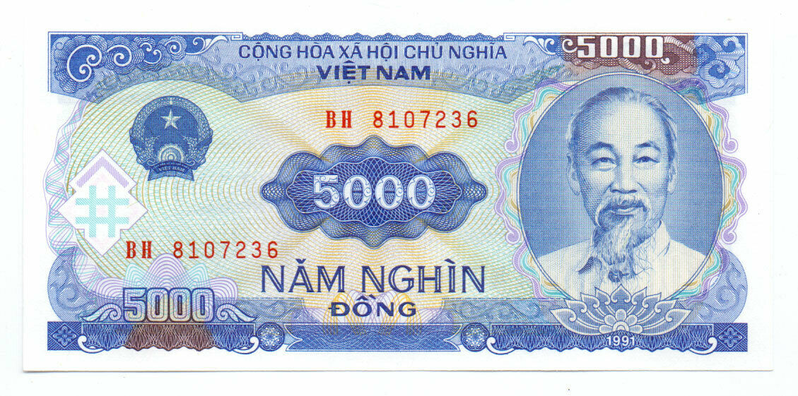 5,000 Vietnamese Dong Banknote 1991 VND Uncirculated