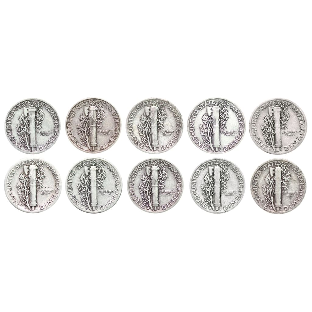 Set of 10 - 90% Silver Mercury Dimes (EF/XF)