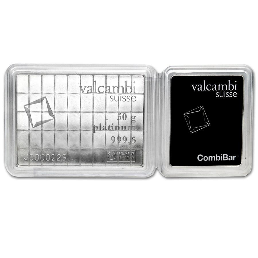 Valcambi Suisse 50 X 1 Gram .9999 Platinum Bars